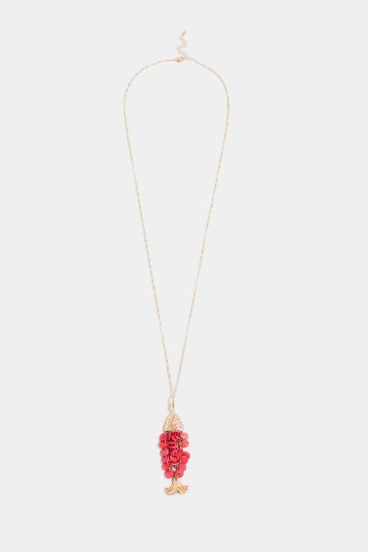 Evans Yours Gold Tone Fish Pendant Long Necklace