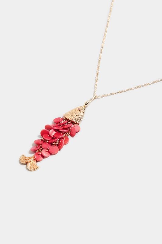 Evans Yours Gold Tone Fish Pendant Long Necklace