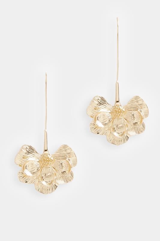 Evans Yours Gold Tone Flower Drop Earrings