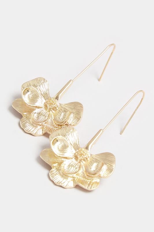 Evans Yours Gold Tone Flower Drop Earrings