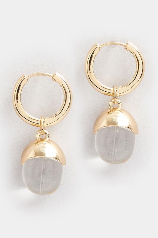 Evans Yours Gold Tone Gem Drop Hoop Earrings