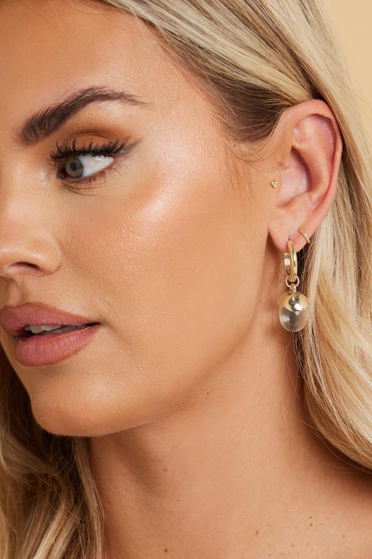 evans Yours Gold Tone Gem Drop Hoop Earrings