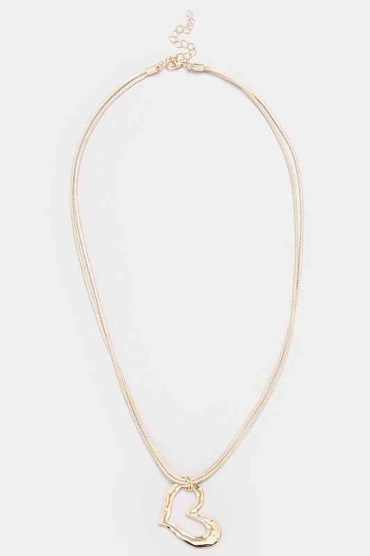 Evans Yours Gold Tone Hammered Heart Necklace