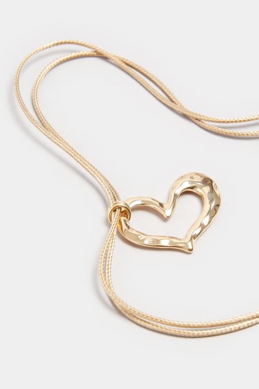 Evans Yours Gold Tone Hammered Heart Necklace