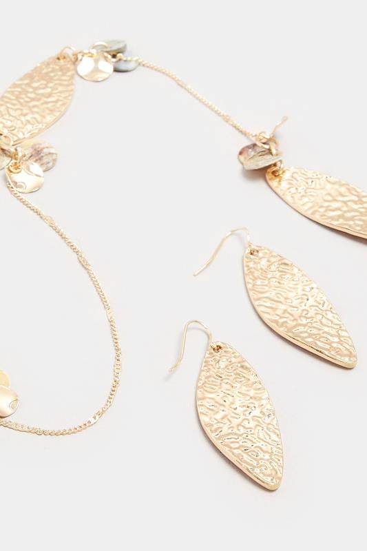 Evans Yours Gold Tone Leaf Necklace & Earrings Set