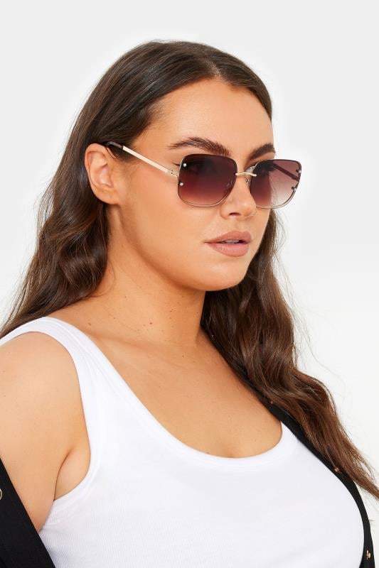 evans Yours Gold Tone Metal Frame Sunglasses