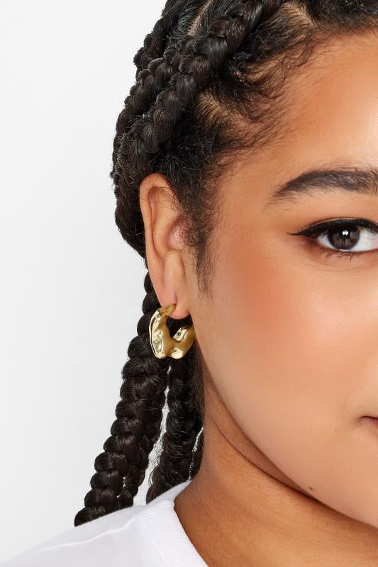 evans Yours Gold Tone Molten Style Hoop Earrings