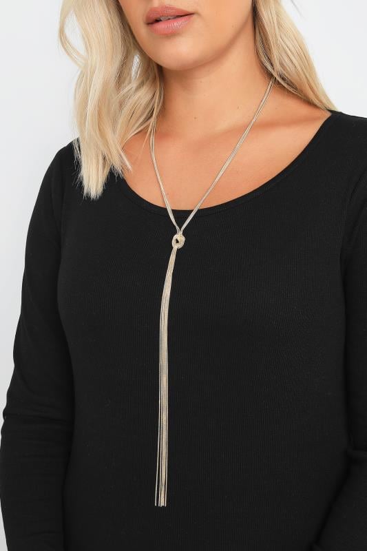 evans Yours Gold Tone Multi Chain Knot Necklace