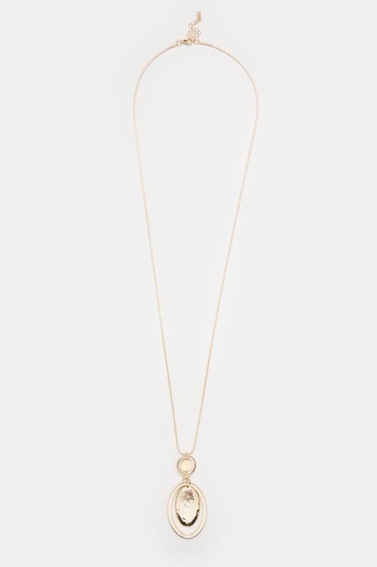 Evans Yours Gold Tone Oval Pendant Long Necklace