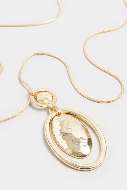 Evans Yours Gold Tone Oval Pendant Long Necklace