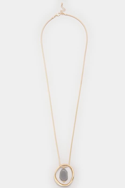 Evans Yours Gold Tone Oval Stone Long Necklace
