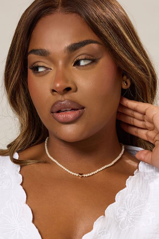 evans Yours Gold Tone Pearl Heart Jewellery Set