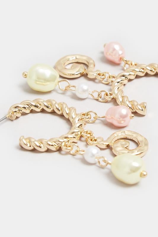 Evans Yours Gold Tone Pearl Hoop Drop Earrings