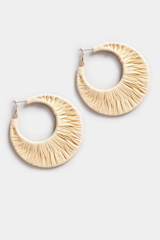 Evans Yours Gold Tone Raffia Hoop Earrings