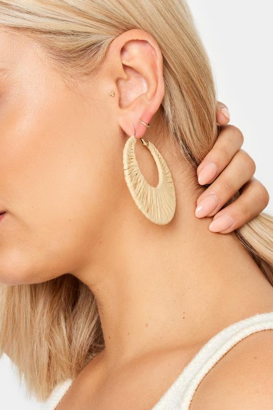 evans Yours Gold Tone Raffia Hoop Earrings