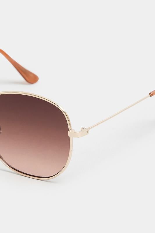 Evans Yours Gold Tone Round Sunglasses