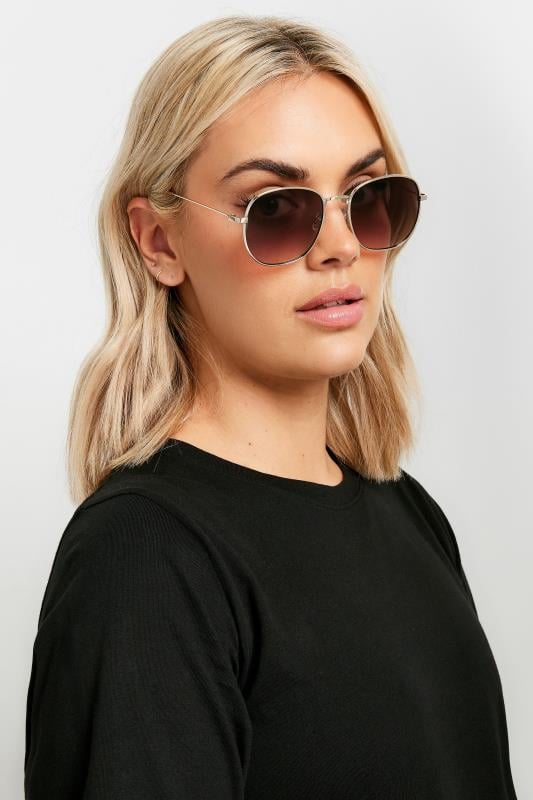 evans Yours Gold Tone Round Sunglasses