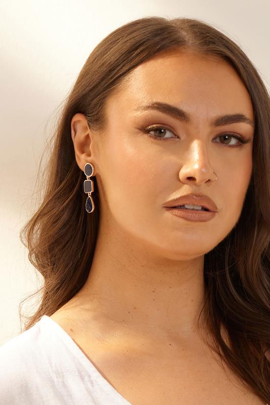 evans Yours Gold Tone Sapphire Blue Drop Earrings
