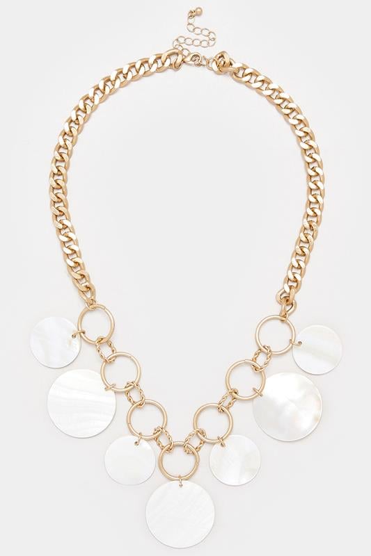Evans Yours Gold Tone Shell Disc Chain Necklace