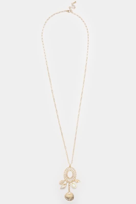 Evans Yours Gold Tone Shell Pendant Long Necklace
