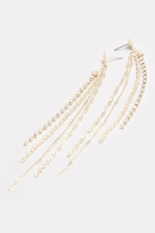 Evans Yours Gold Tone Star Diamante Chain Earrings