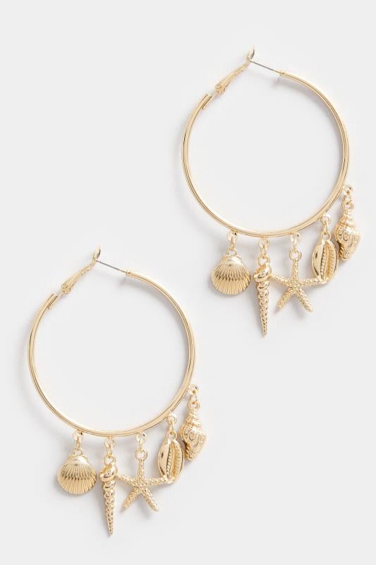 Evans Yours Gold Tone Starfish Charm Hoop Earrings