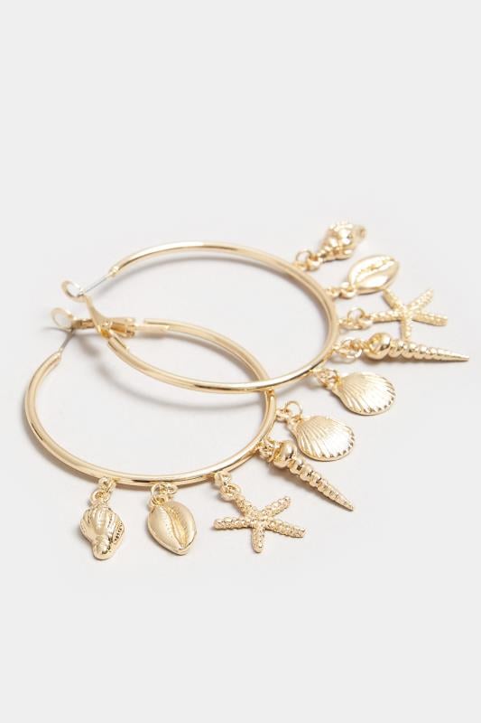 Evans Yours Gold Tone Starfish Charm Hoop Earrings