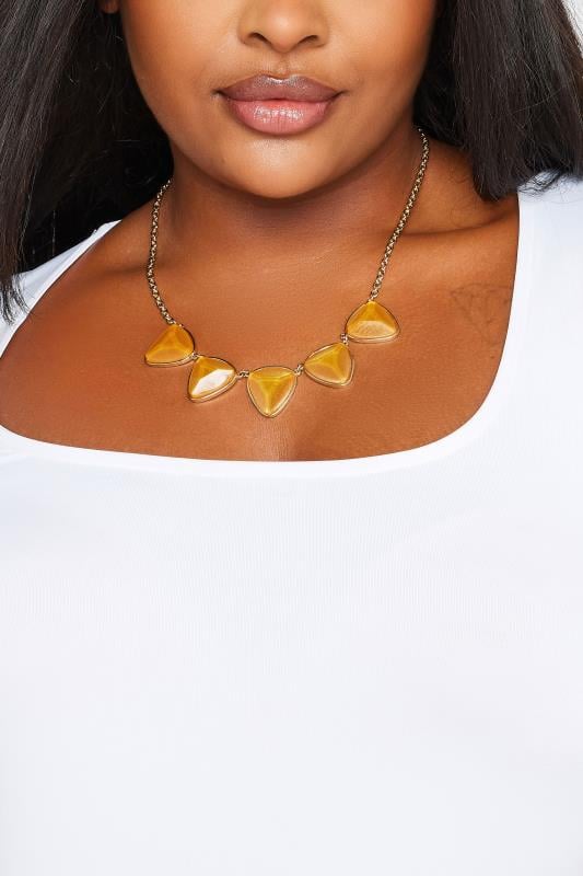 evans Yours Gold Tone Statement Gemstone Necklace