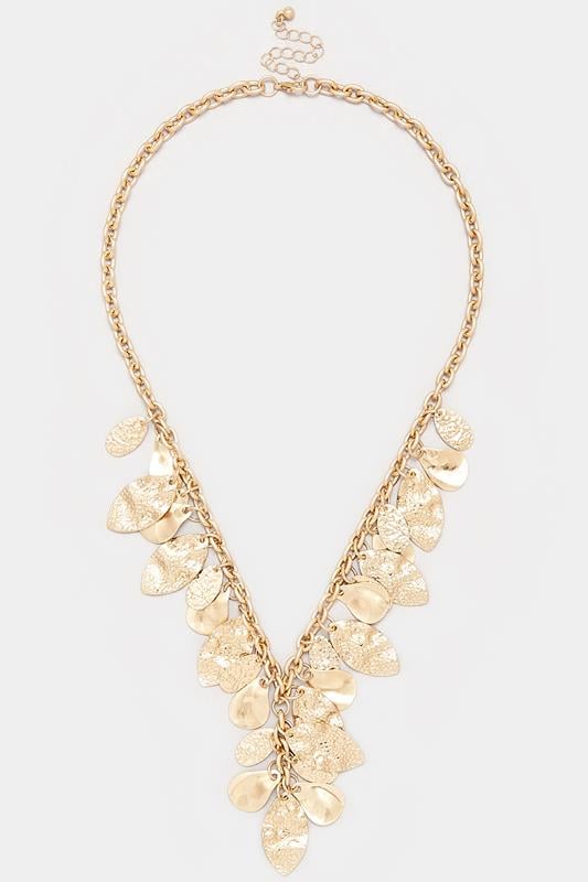 Evans Yours Gold Tone Statement Leaf Necklace
