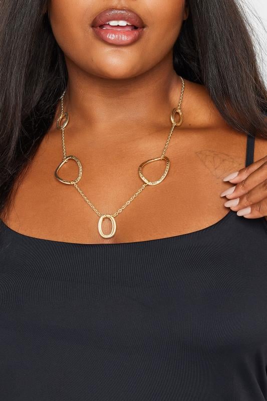 evans Yours Gold Tone Statement Oval Link Necklace