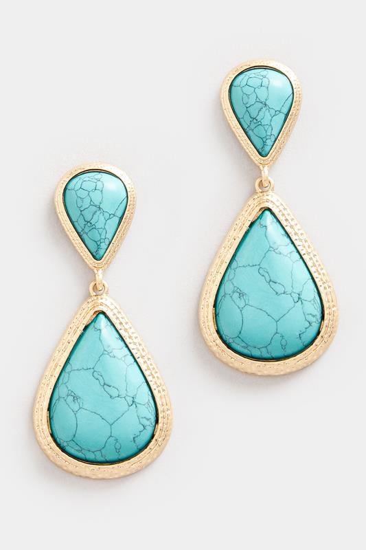Evans Yours Gold Tone Stone Teardrop Earrings