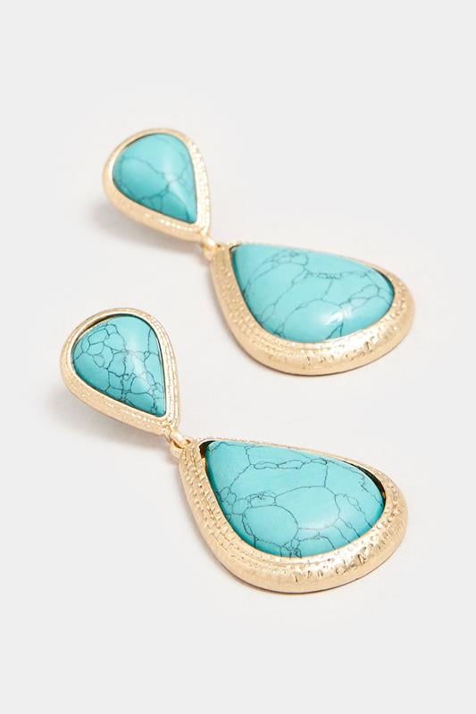 Evans Yours Gold Tone Stone Teardrop Earrings