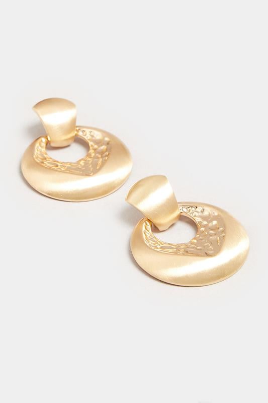 Evans Yours Gold Tone Textured Drop Hoop Earrings