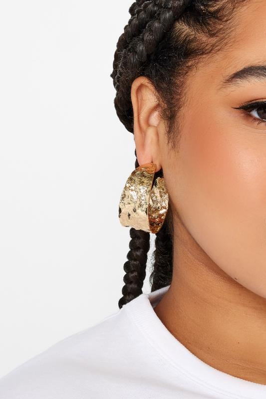 evans Yours Gold Tone Textured Hoop Earrings