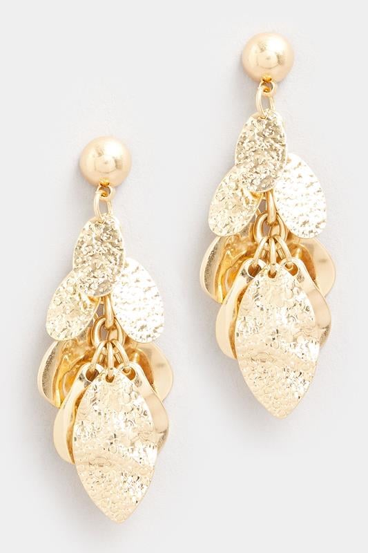 Evans Yours Gold Tone Textured Leaf Drop Earrings