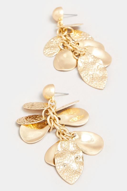 Evans Yours Gold Tone Textured Leaf Drop Earrings