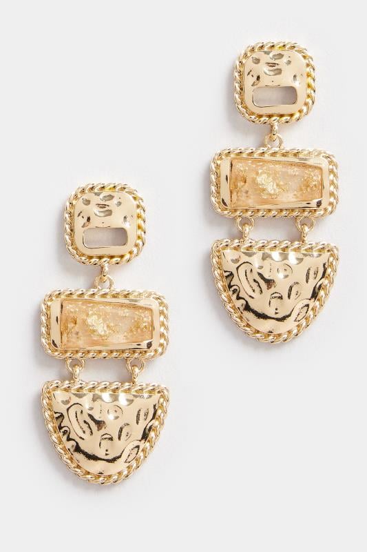 Evans Yours Gold Tone Textured Statement Earrings