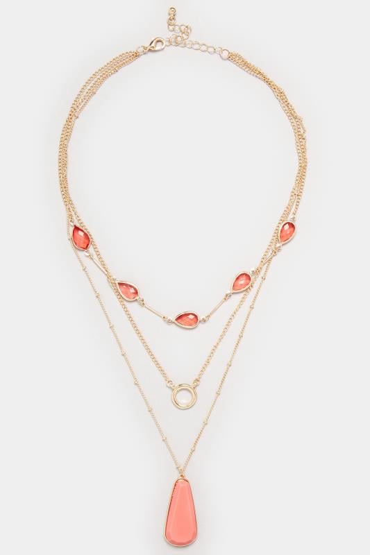 Evans Yours Gold Tone Triple Layer Stone Necklace
