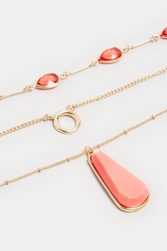 Evans Yours Gold Tone Triple Layer Stone Necklace