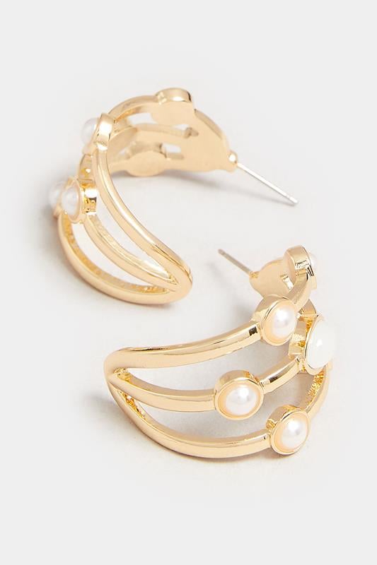 Evans Yours Gold Tone Triple Stone Hoop Earrings