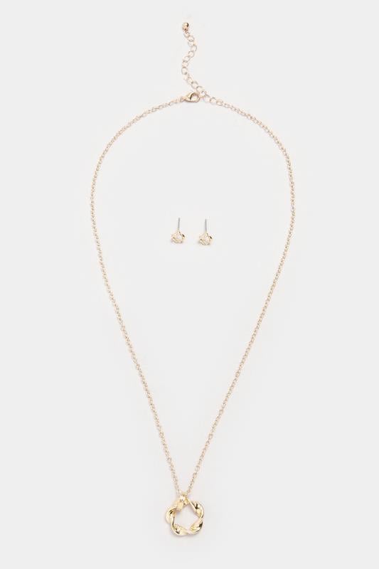 Evans Yours Gold Tone Twist Earrings & Necklace Set