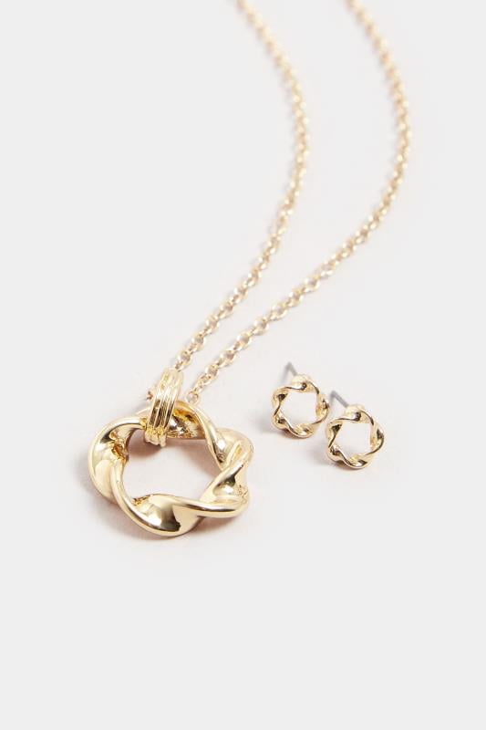 Evans Yours Gold Tone Twist Earrings & Necklace Set
