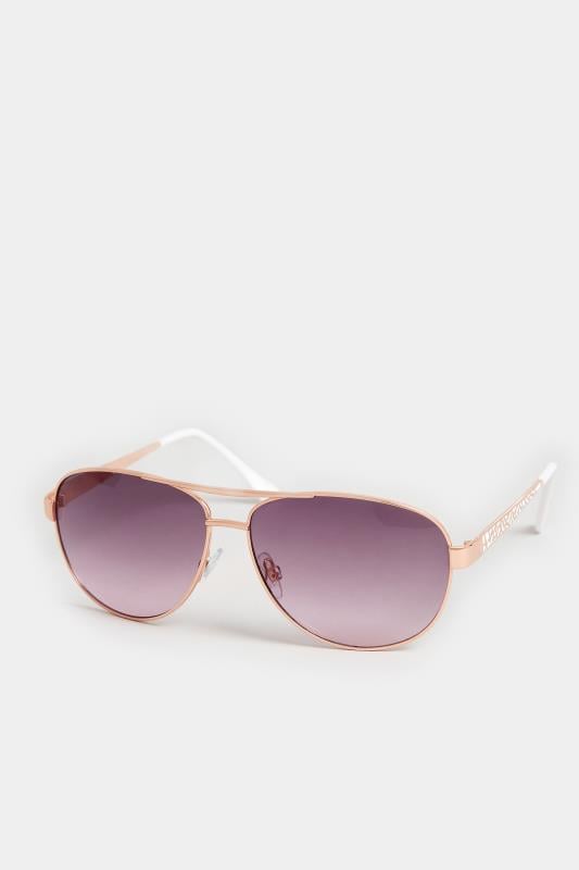 Evans Yours Gold Tone & White Aviator Sunglasses