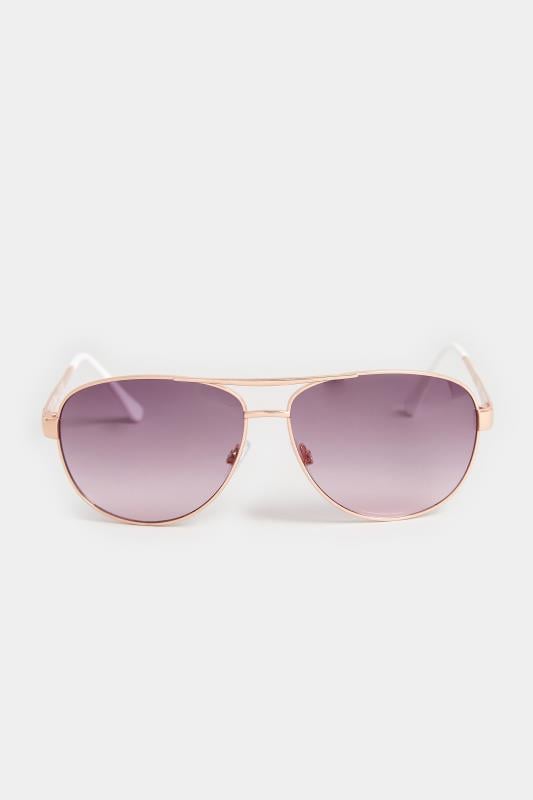 Evans Yours Gold Tone & White Aviator Sunglasses