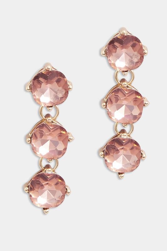 Evans Yours Gold Triple Diamante Drop Earrings