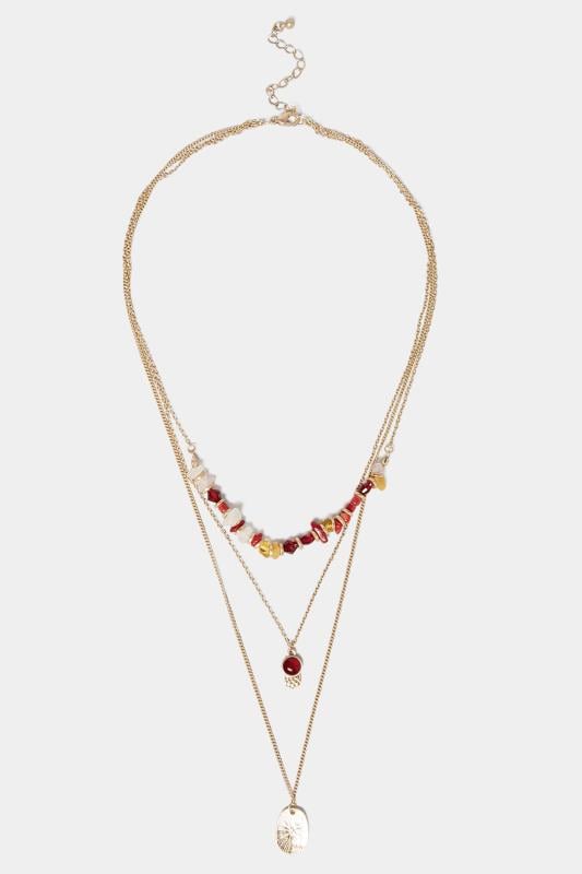 Evans Yours Gold Triple Layer Beaded Necklace