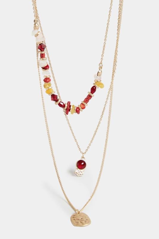 Evans Yours Gold Triple Layer Beaded Necklace