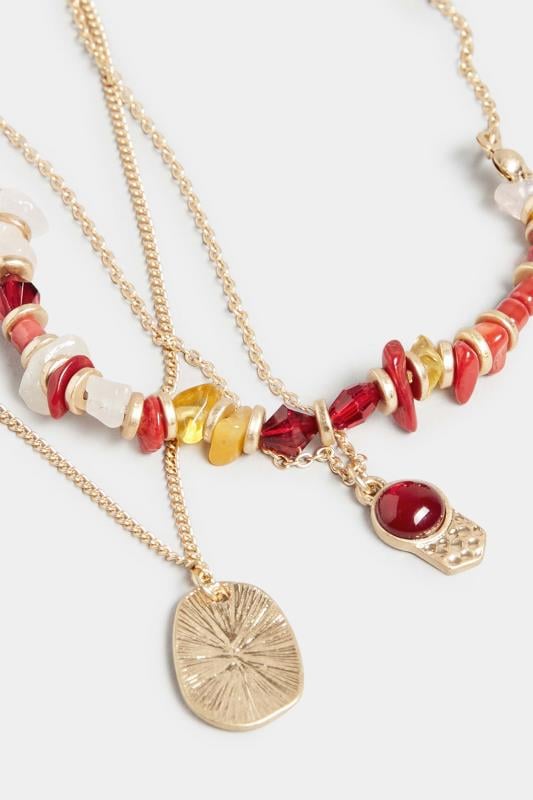 Evans Yours Gold Triple Layer Beaded Necklace