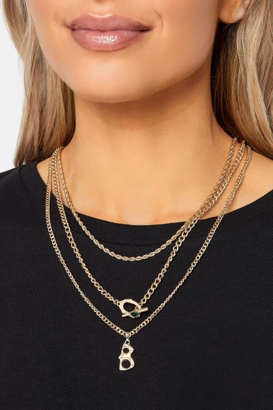 evans Yours Gold Triple Layer Chain Necklace