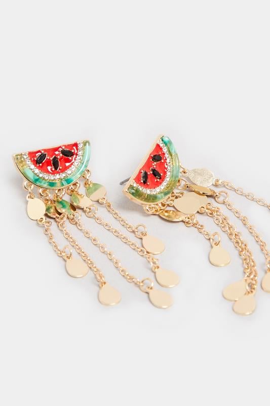 Evans Yours Gold Watermelon Tassel Earrings
